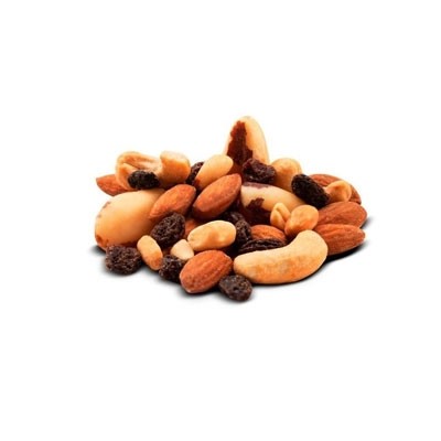MIX DE PETISCOS- CASTANHAS, AMENDOA E UVA PASSA PRETA C/SAL
