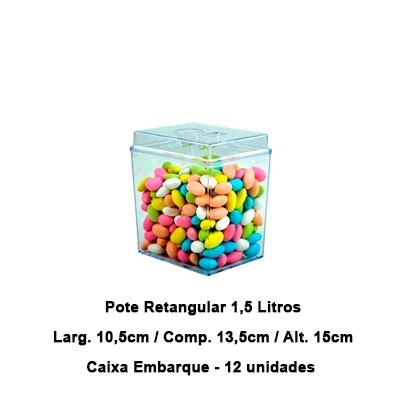 POTE CRISTAL RETANGULAR - 1,5LT